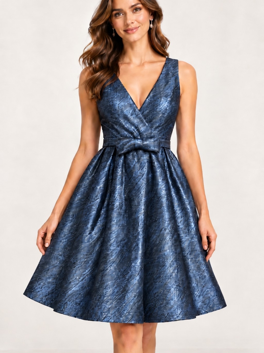 PARKER NORDSTROM MACY'S METALLIC BOW BACK DRESS SZ M